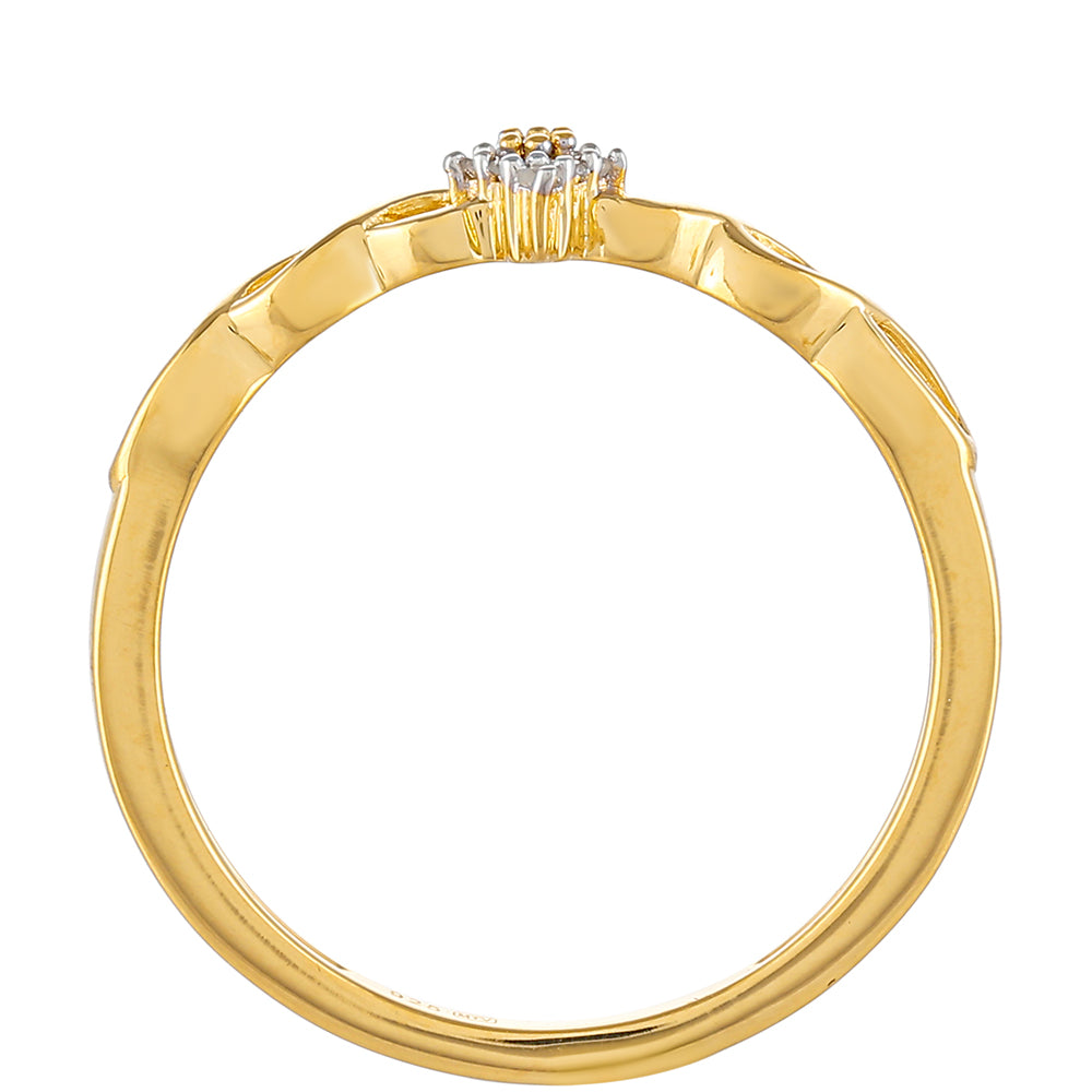 Arannyal Bevont Ezüst Gyűrű Vörös Gyémánttal és Fehér Gyémánttal 4 