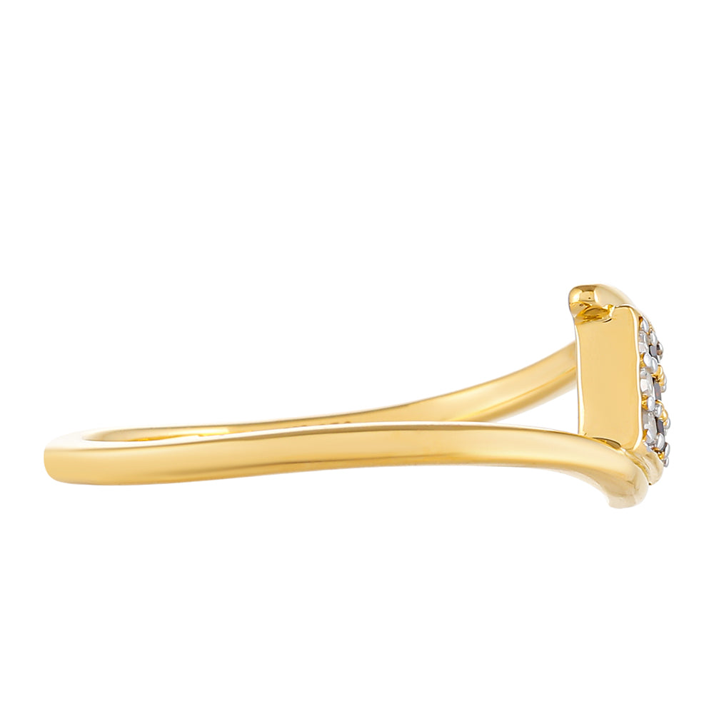 Arannyal Bevont Ezüst Gyűrű Vörös Gyémánttal és Fehér Gyémánttal