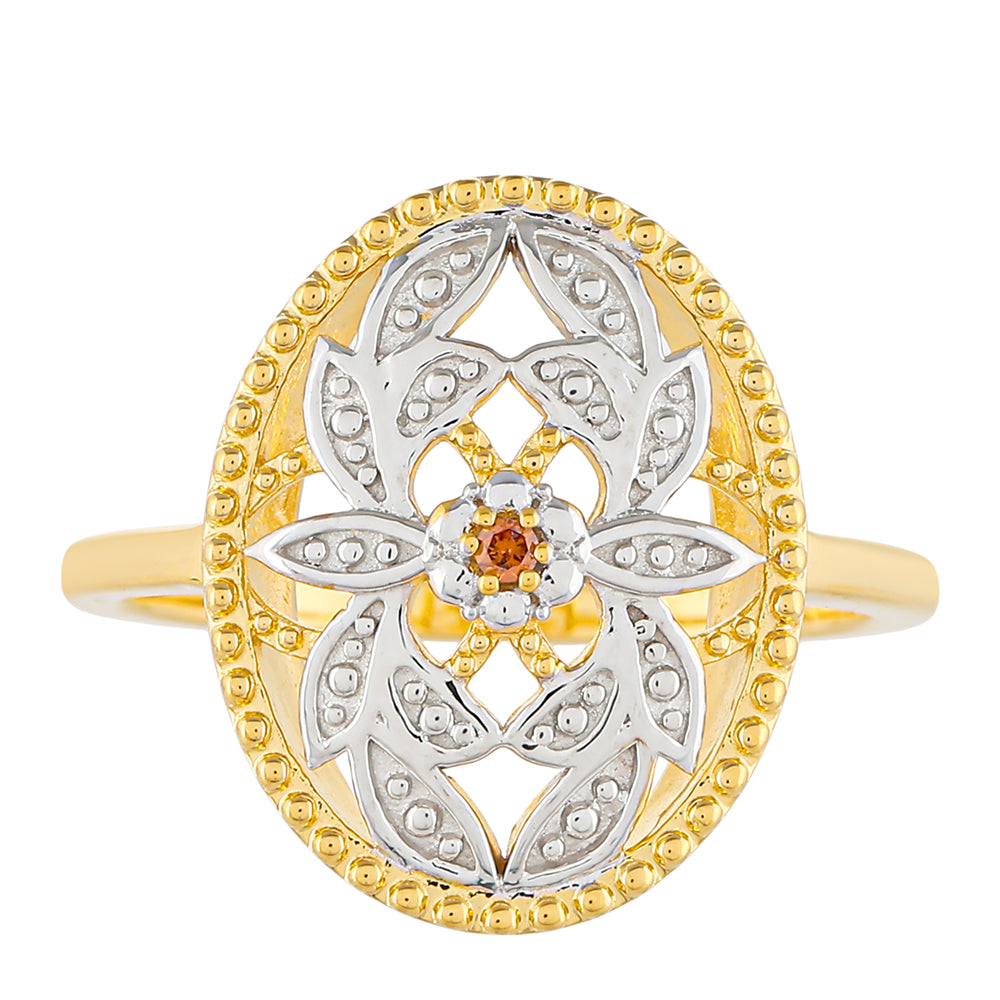 Arannyal Bevont Ezüst Gyűrű Vörös Gyémánttal 1 