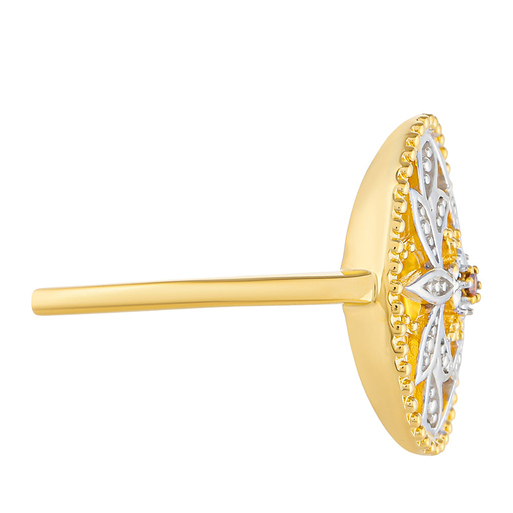 Arannyal Bevont Ezüst Gyűrű Vörös Gyémánttal 2 