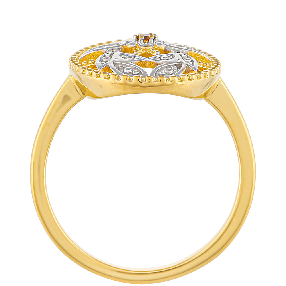 Arannyal Bevont Ezüst Gyűrű Vörös Gyémánttal 4 