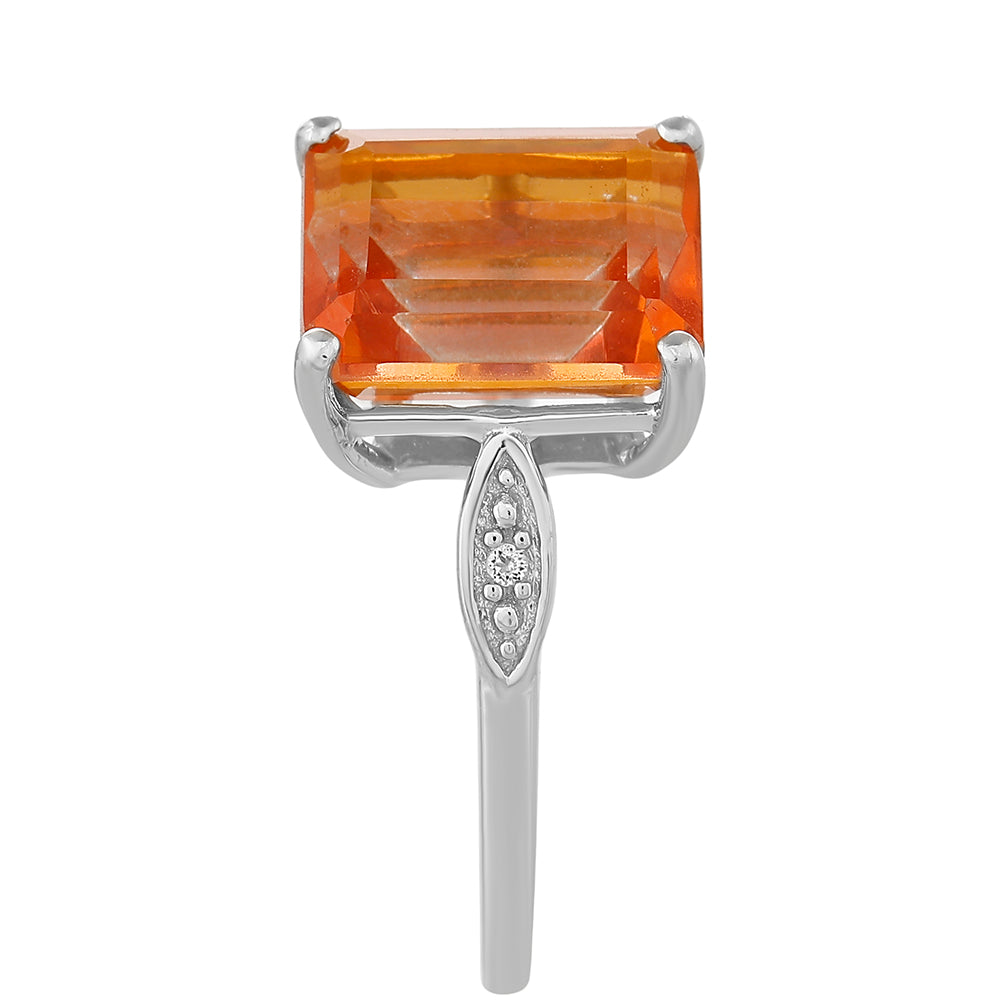 Ezüst Gyűrű Padparadschai Kvarccal és Fehér Topázzal 3 