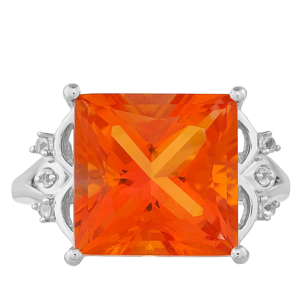 Ezüst Gyűrű Padparadschai Kvarccal és Fehér Topázzal 1 