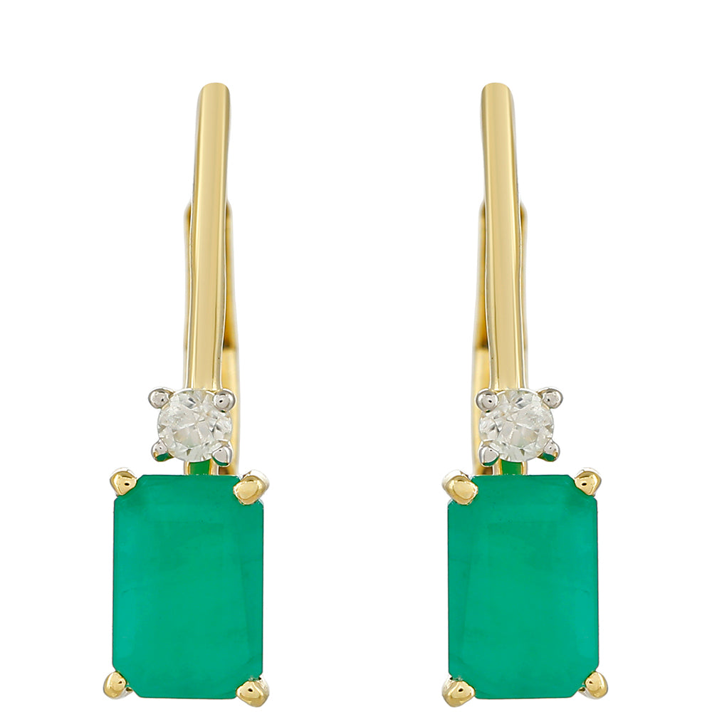 9 Karátos Arany Fülbevaló Brazil Smaragddal és Természetes Cirkónnal