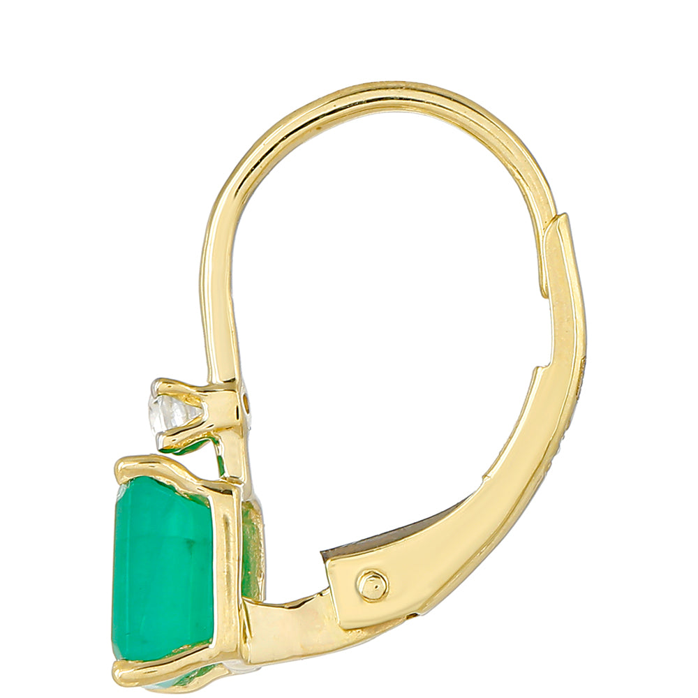 9 Karátos Arany Fülbevaló Brazil Smaragddal és Természetes Cirkónnal 2 