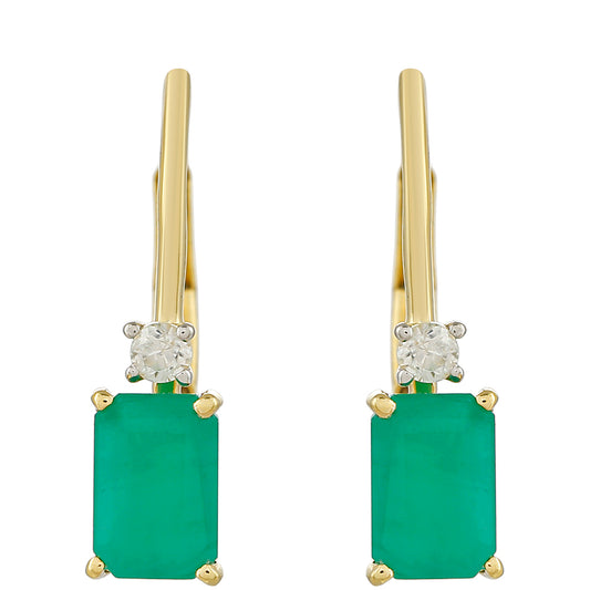 9 Karátos Arany Fülbevaló Brazil Smaragddal és Természetes Cirkónnal