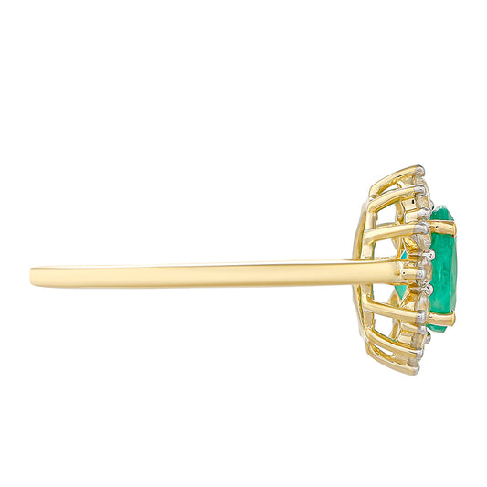 9 Karátos Arany Gyűrű Brazil Smaragddal és Természetes Cirkónnal