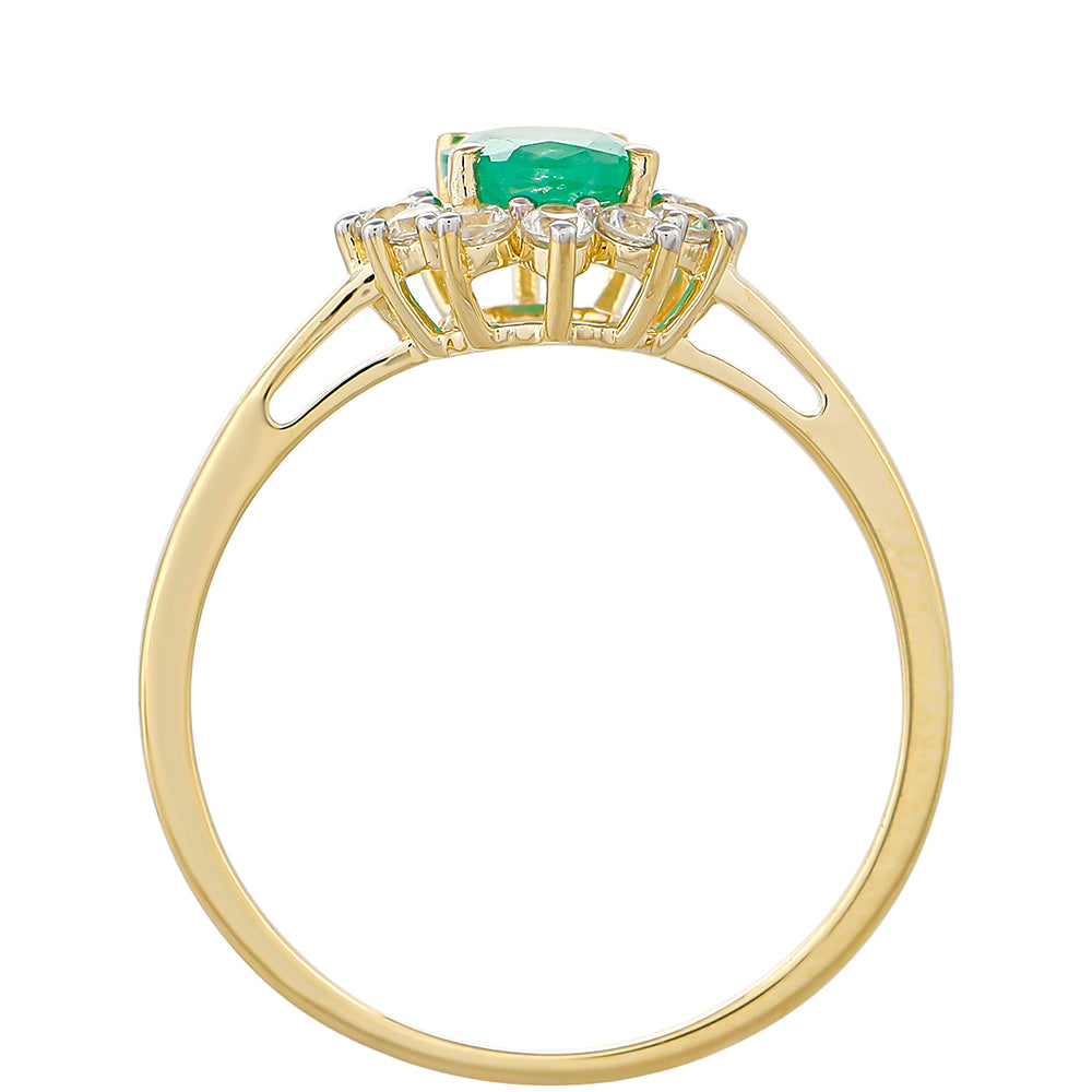 9 Karátos Arany Gyűrű Brazil Smaragddal és Természetes Cirkónnal 4 