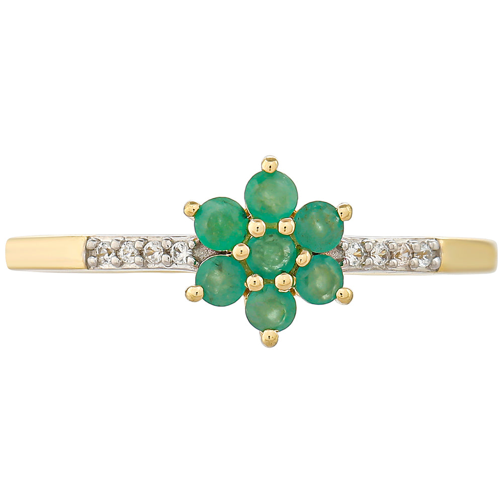 9 Karátos Arany Gyűrű Brazil Smaragddal és Természetes Cirkónnal