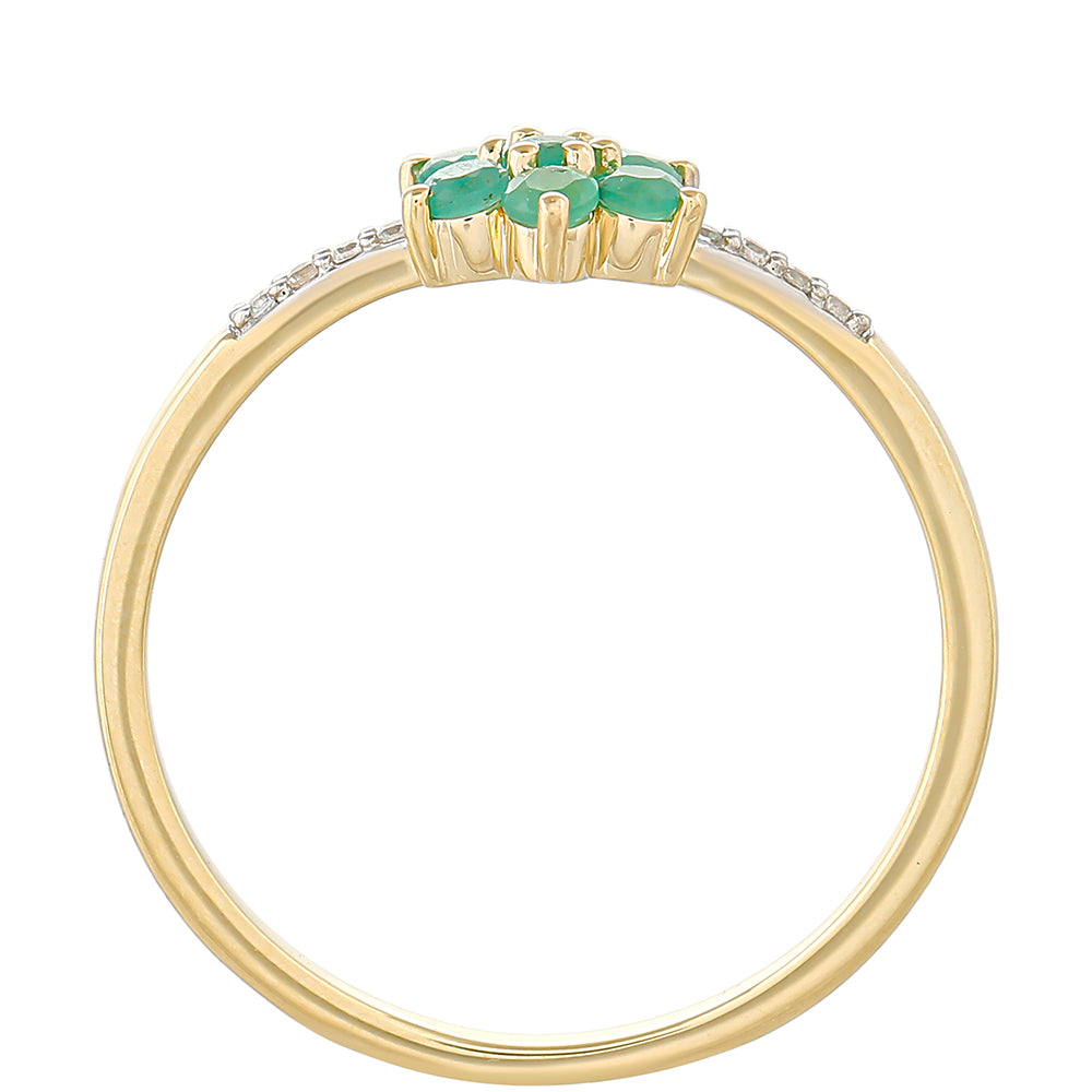 9 Karátos Arany Gyűrű Brazil Smaragddal és Természetes Cirkónnal