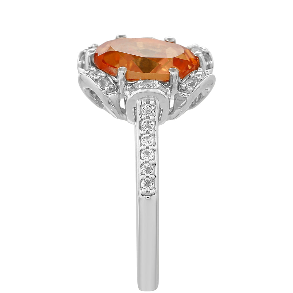 Ezüst Gyűrű Padparadschai Kvarccal és Fehér Topázzal 3 