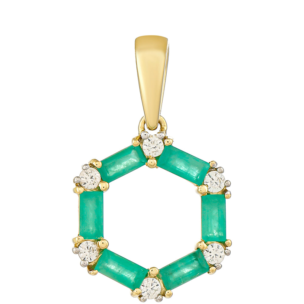 9 Karátos Arany Medál Brazil Smaragddal és Természetes Cirkónnal