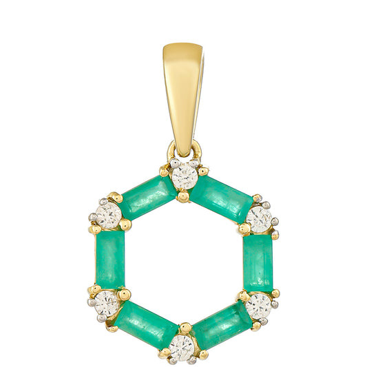 9 Karátos Arany Medál Brazil Smaragddal és Természetes Cirkónnal