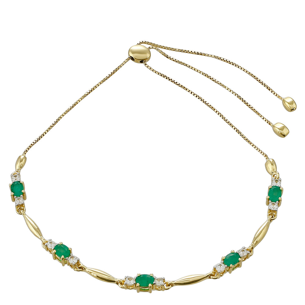 9 Karátos Arany Karkötő Brazil Smaragddal és Természetes Cirkónnal 1 