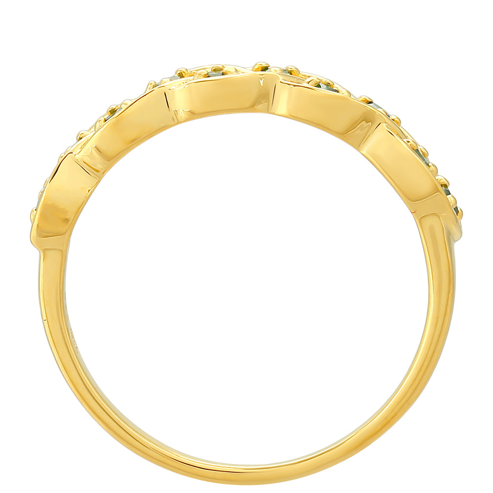 Arannyal Bevont Ezüst Gyűrű Zöld Gyémánttal 4 