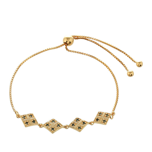 Arannyal Bevont Ezüst Karkötő Zöld Gyémánttal