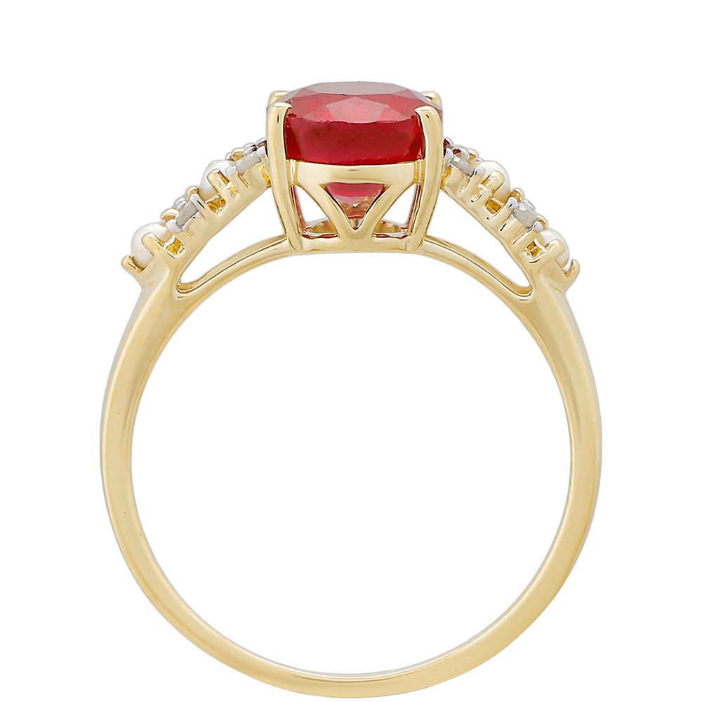 9 Karátos Arany Gyűrű Thai Rubinnal és Fehér Gyémánttal 4 