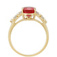 9 Karátos Arany Gyűrű Thai Rubinnal és Fehér Gyémánttal
