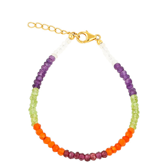 Arannyal Bevont Ezüst Karkötő Kaleidoszkóp-szInü Drágakővel