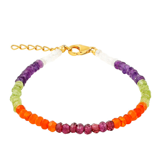 Arannyal Bevont Ezüst Karkötő Kaleidoszkóp-szInü Drágakővel