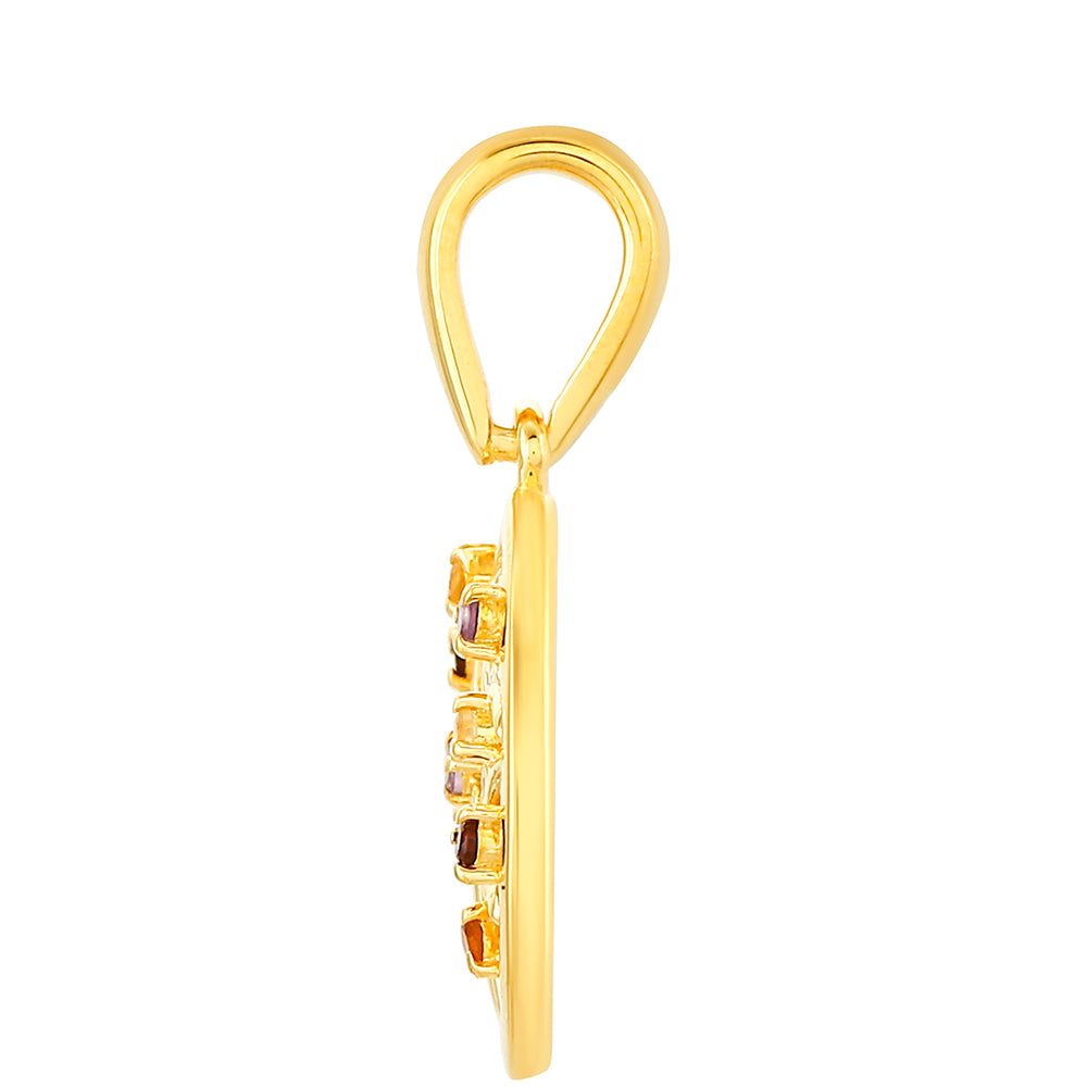 Arannyal Bevont Ezüst Medál Ametiszttel és Madeirai Citrinnel