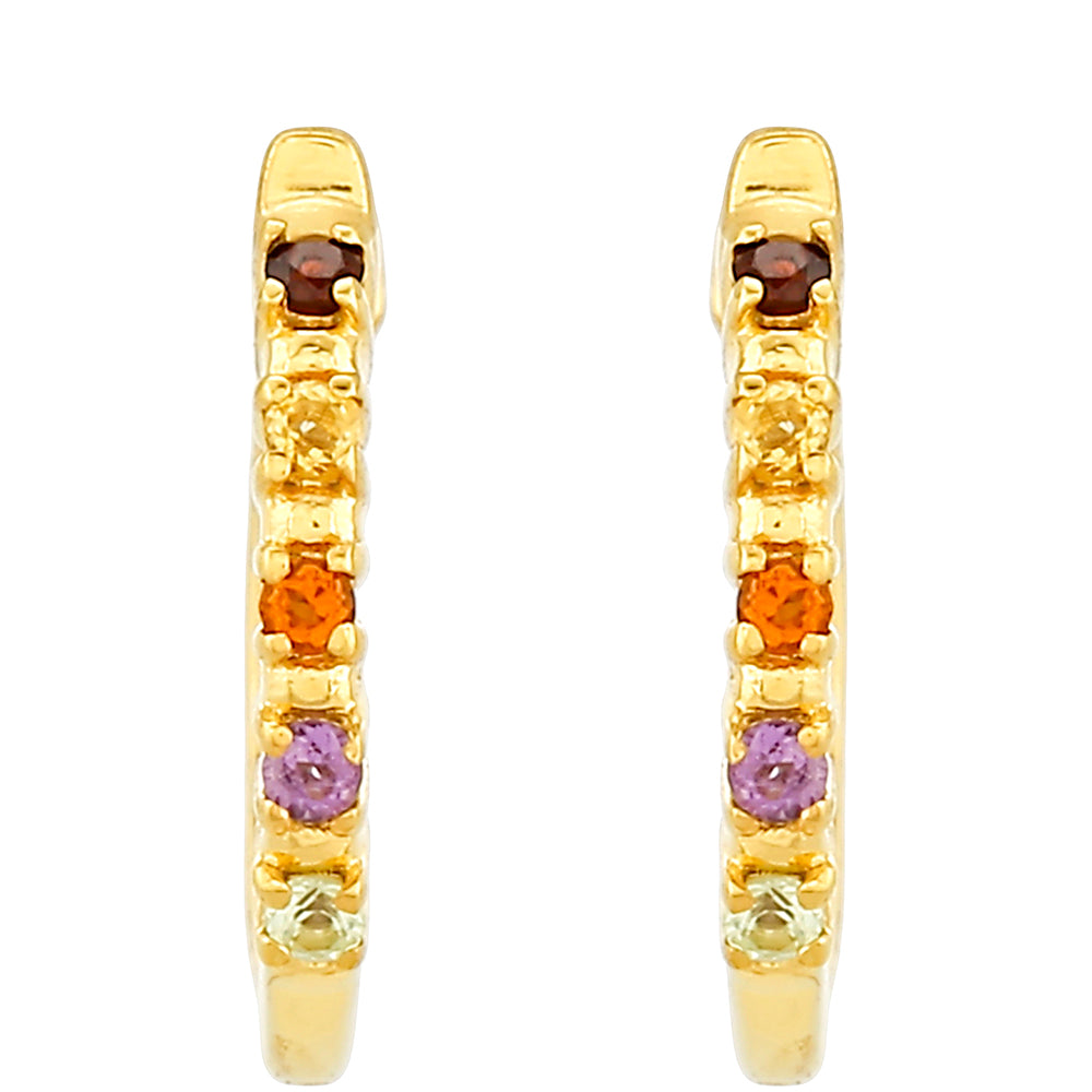 Arannyal Bevont Ezüst Fülbevaló Ametiszttel és Madeirai Citrinnel 1 