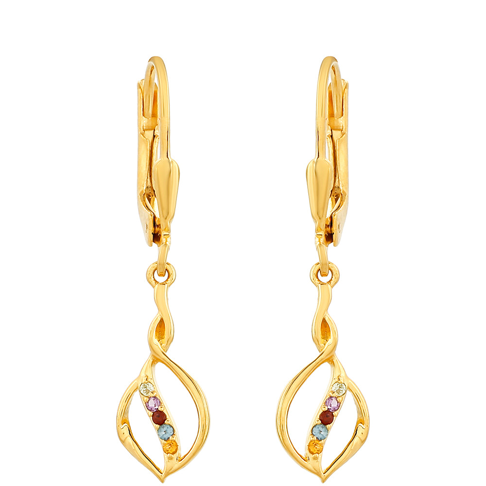 Arannyal Bevont Ezüst Fülbevaló Ametiszttel és Citrinnel