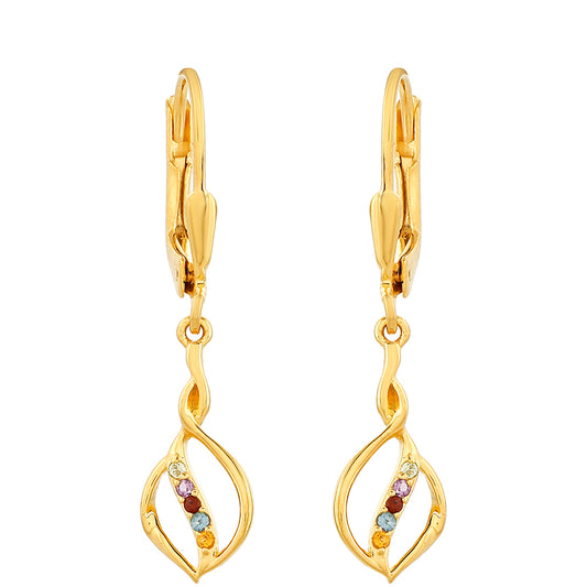 Arannyal Bevont Ezüst Fülbevaló Ametiszttel és Citrinnel