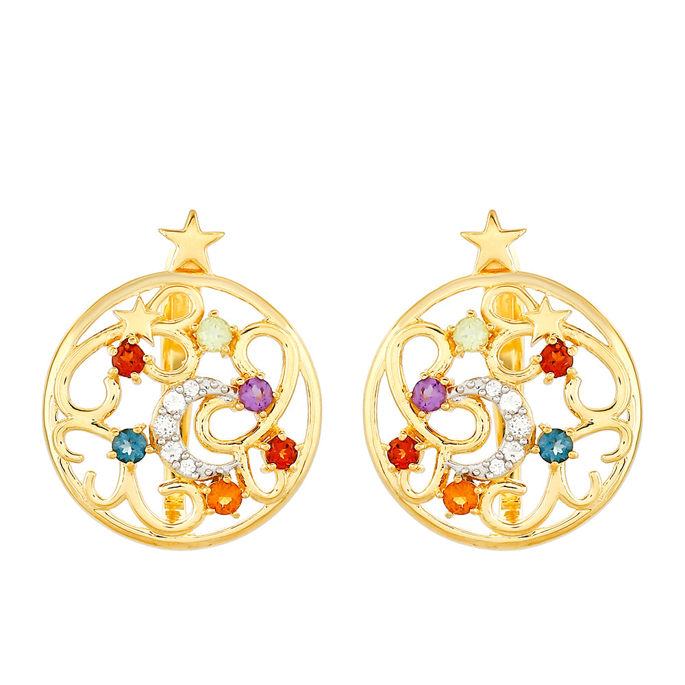 Arannyal Bevont Ezüst Fülbevaló Ametiszttel és Citrinnel 1 