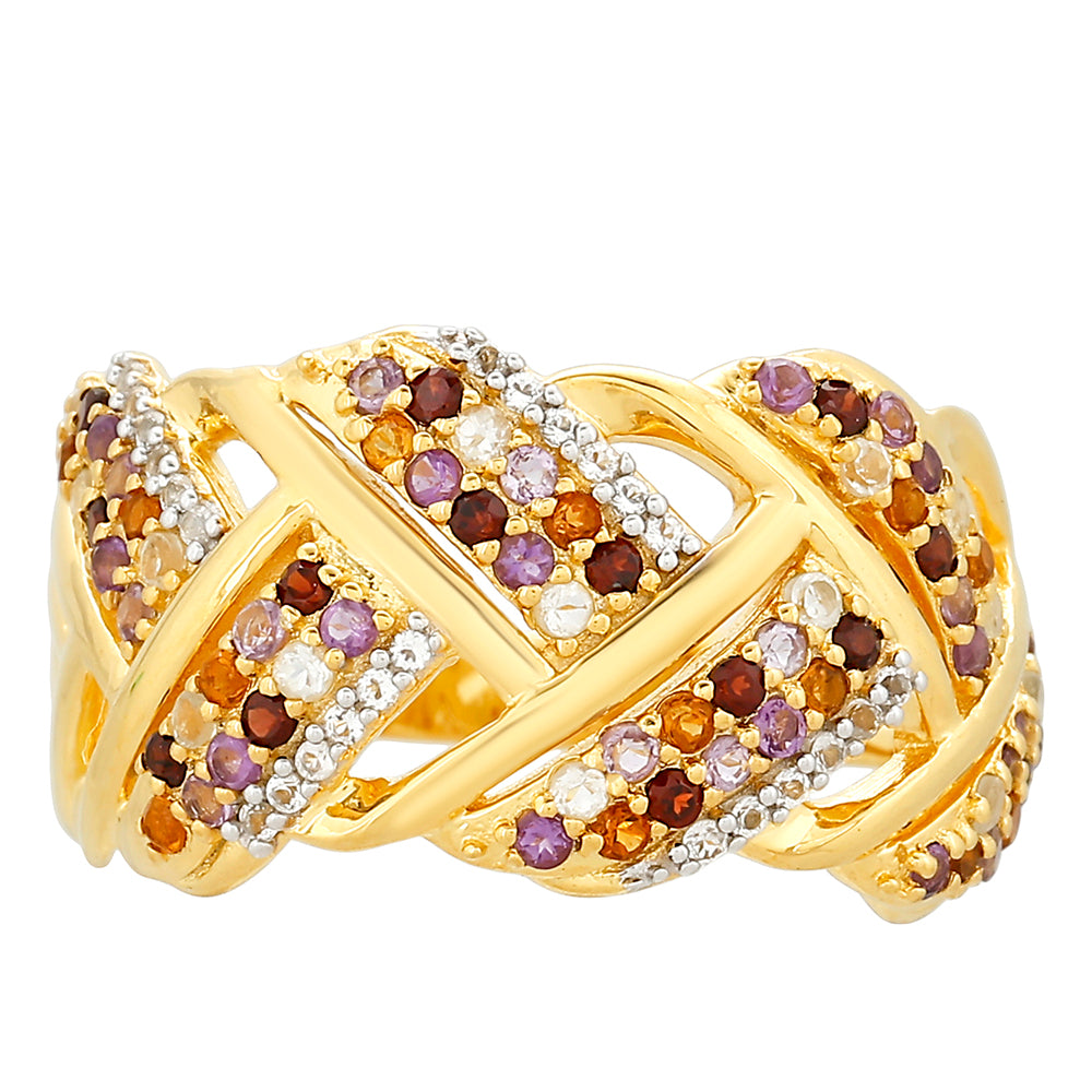 Arannyal Bevont Ezüst Gyűrű Ametiszttel és Madeirai Citrinnel 1 