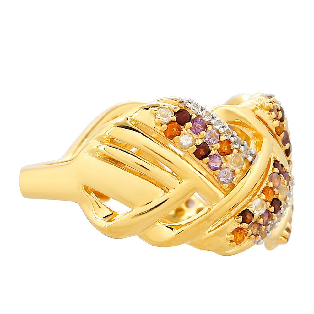 Arannyal Bevont Ezüst Gyűrű Ametiszttel és Madeirai Citrinnel