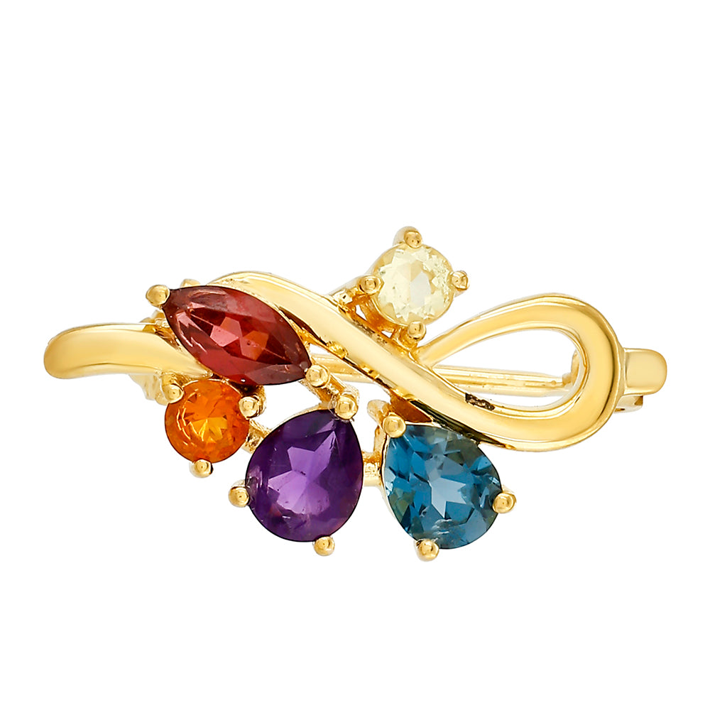 Arannyal Bevont Ezüst Bross Ametiszttel és Madeirai Citrinnel 1 