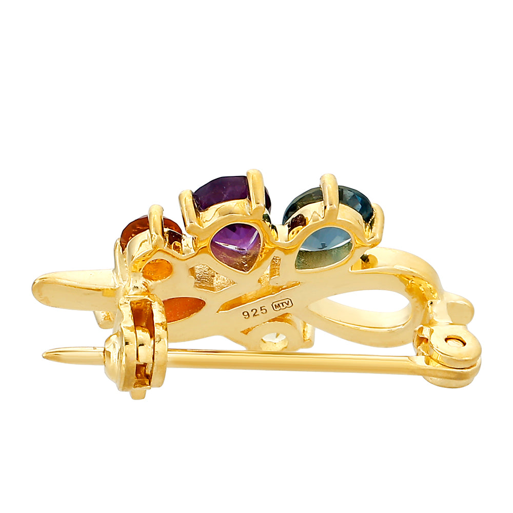 Arannyal Bevont Ezüst Bross Ametiszttel és Madeirai Citrinnel 2 