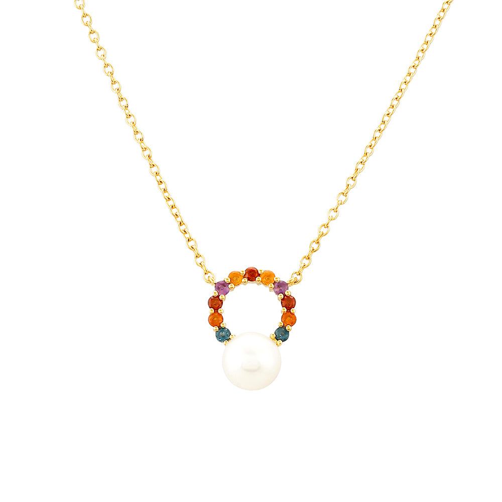 Arannyal Bevont Ezüst Nyaklánc Ametiszttel és Madeirai Citrinnel