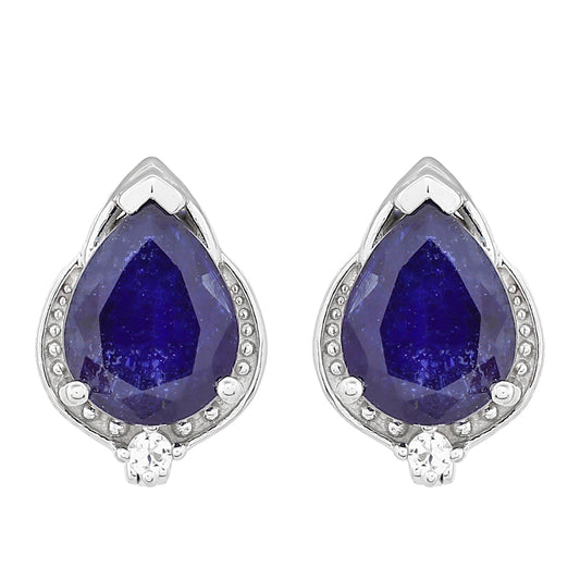 Ezüst Fülbevaló Thai Zafírral és Fehér Topázzal