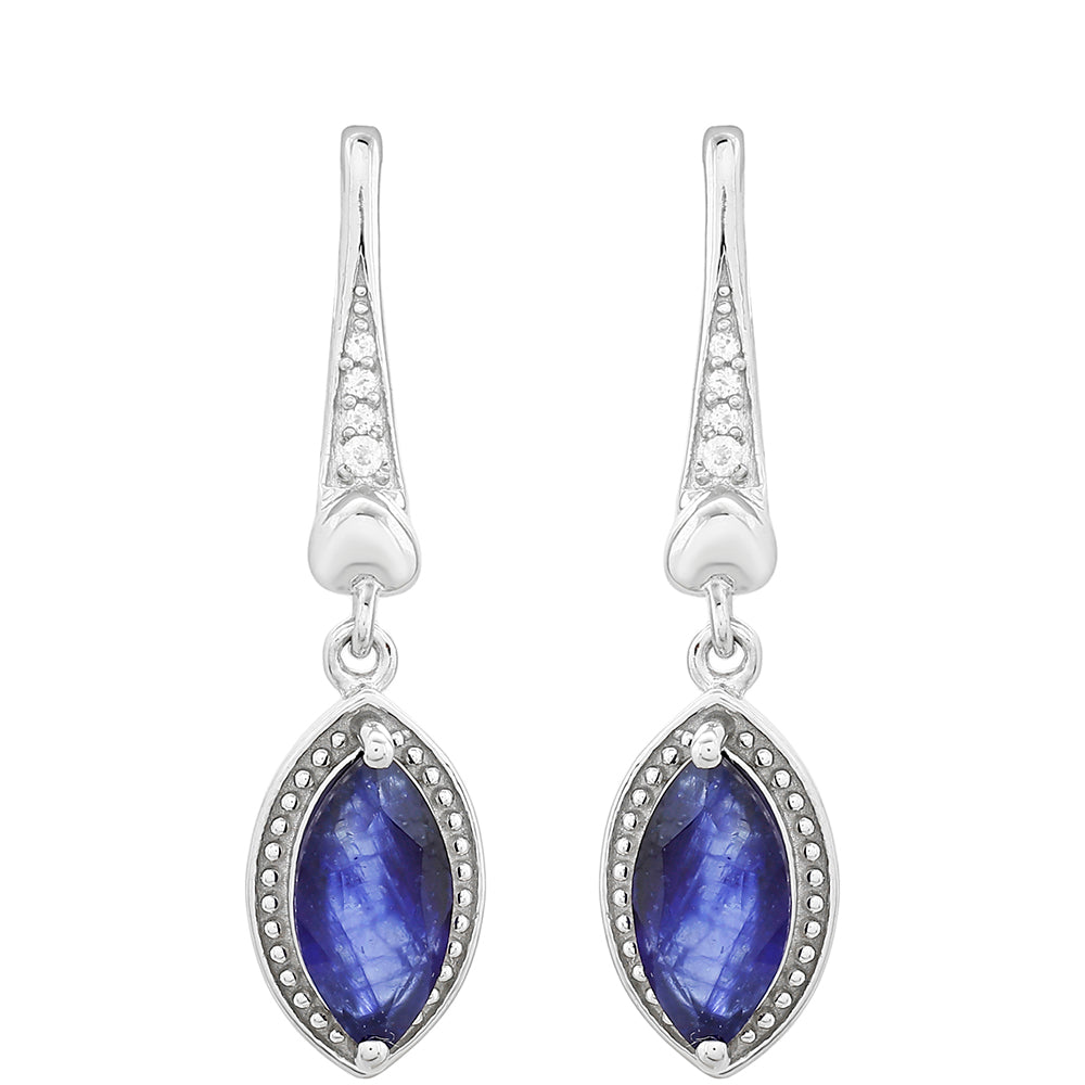 Ezüst Fülbevaló Thai Zafírral és Fehér Topázzal