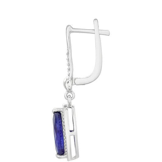 Ezüst Fülbevaló Thai Zafírral és Fehér Topázzal