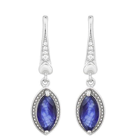 Ezüst Fülbevaló Thai Zafírral és Fehér Topázzal