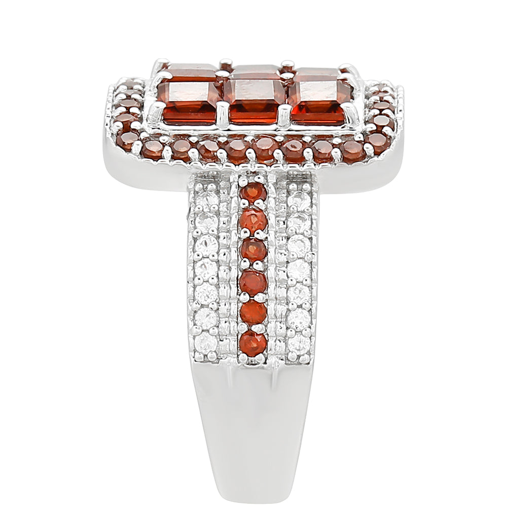 Ezüst Gyűrű Gránáttal és Fehér Topázzal 3 