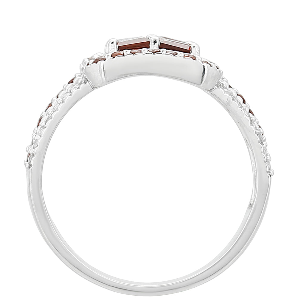 Ezüst Gyűrű Gránáttal és Fehér Topázzal