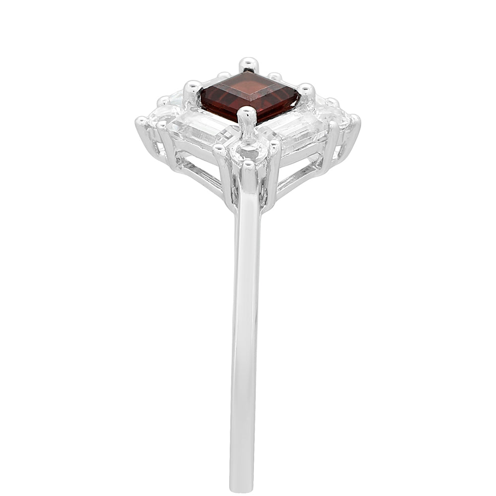 Ezüst Gyűrű Gránáttal és Fehér Topázzal