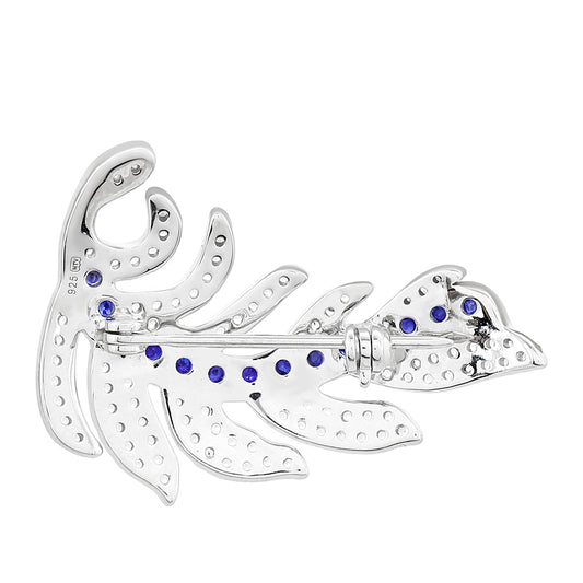 Ezüst Bross Thai Zafírral és Fehér Topázzal