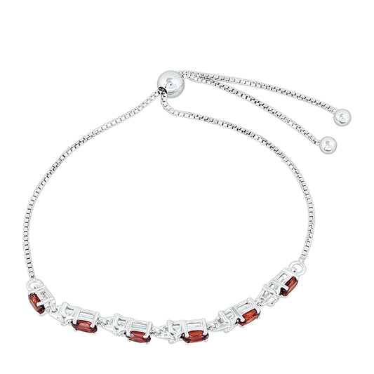 Ezüst Karkötő Gránáttal és Fehér Topázzal