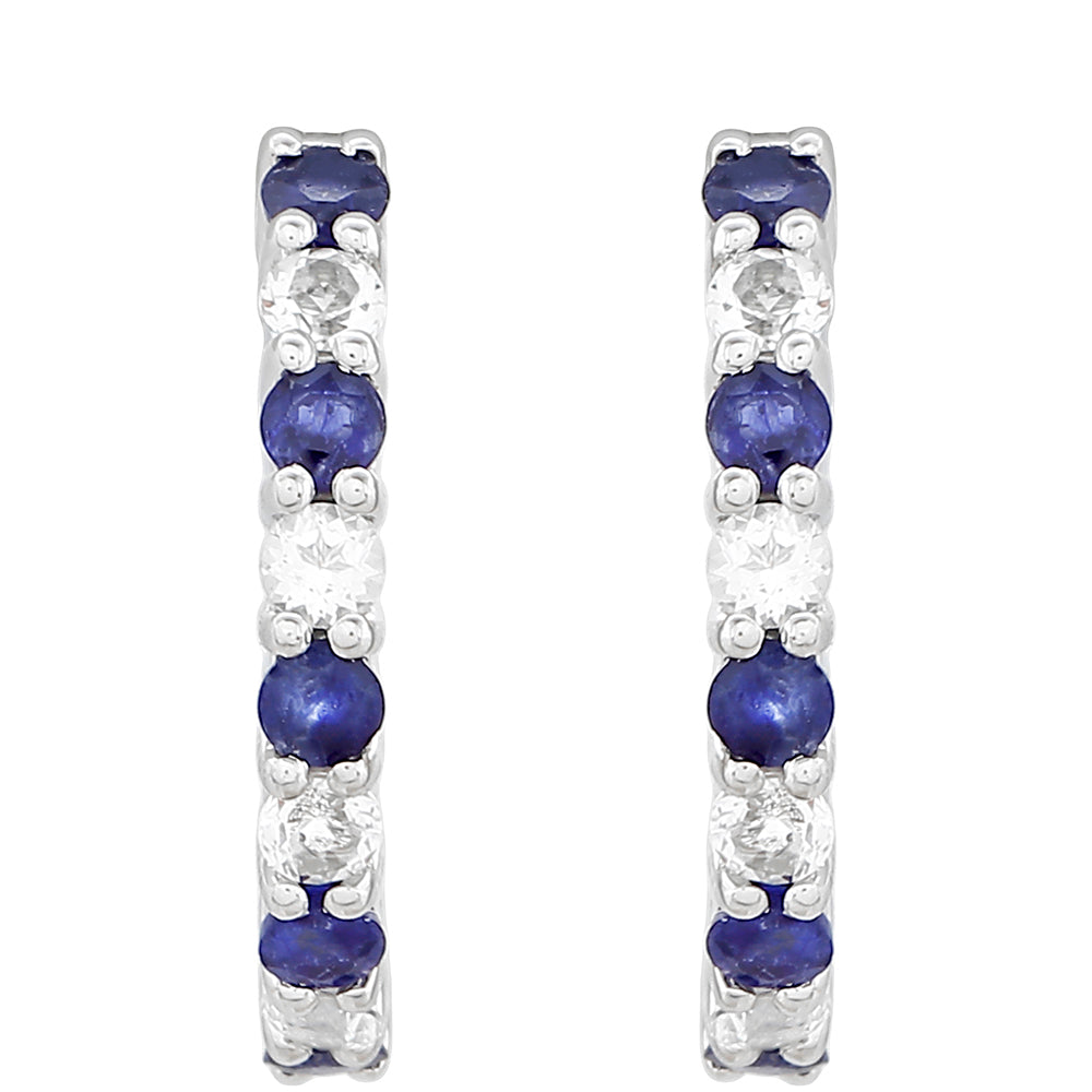 Ezüst Fülbevaló Thai Zafírral és Fehér Topázzal 1 