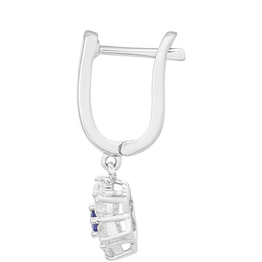 Ezüst Fülbevaló Thai Zafírral és Fehér Topázzal