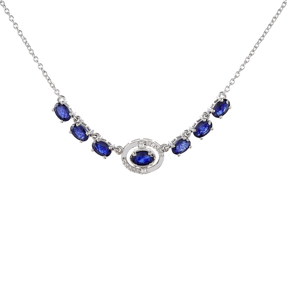 Ezüst Nyaklánc Thai Zafírral és Fehér Topázzal