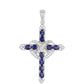 Kereszt Ezüst Medál Thai Zafírral és Fehér Topázzal