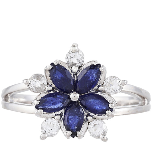 Ezüst Gyűrű Thai Zafírral és Fehér Topázzal