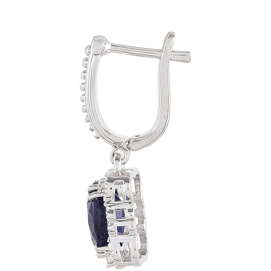 Ezüst Fülbevaló Thai Zafírral és Fehér Topázzal