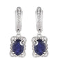 Ezüst Fülbevaló Thai Zafírral és Fehér Topázzal